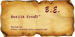 Botlik Ernő névjegykártya